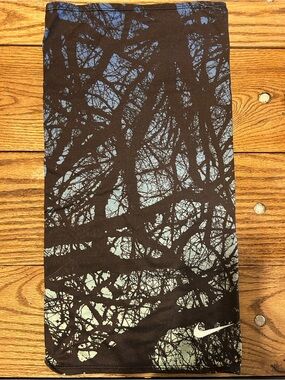 Nike Black with Blue and Cream Tree-Print Neck Gaiter